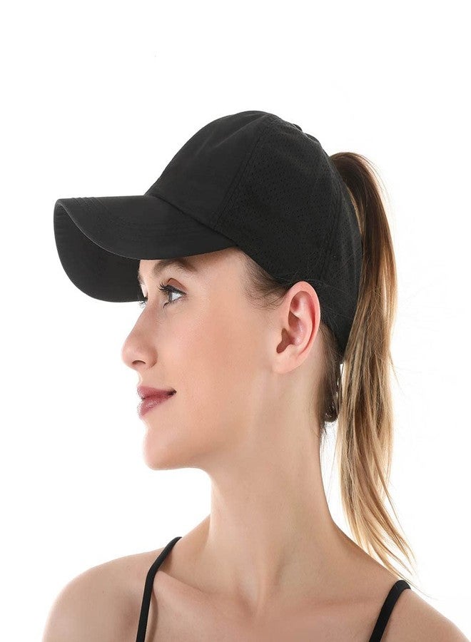 Vikodah Ponytail Baseball Cap for Women Girls,Outdoor Quick Dry Mesh Baseball Hat Adjustable Black - Image 1